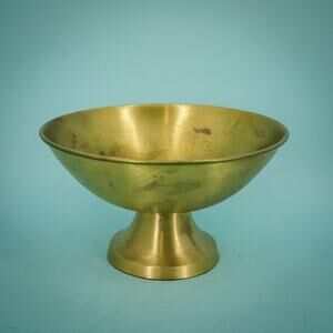 Brass Matte Footed Stand Shallow Bowl Home Decor Decoration